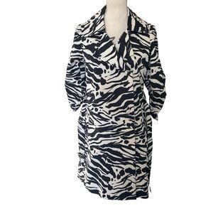Add (Add Down Italy) Zebra Print Cinch Sleeve Belted Trench Coat (4)